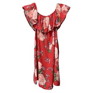 🔴 5/$20, Forever 21 Red Floral Off The Shoulder Dress
